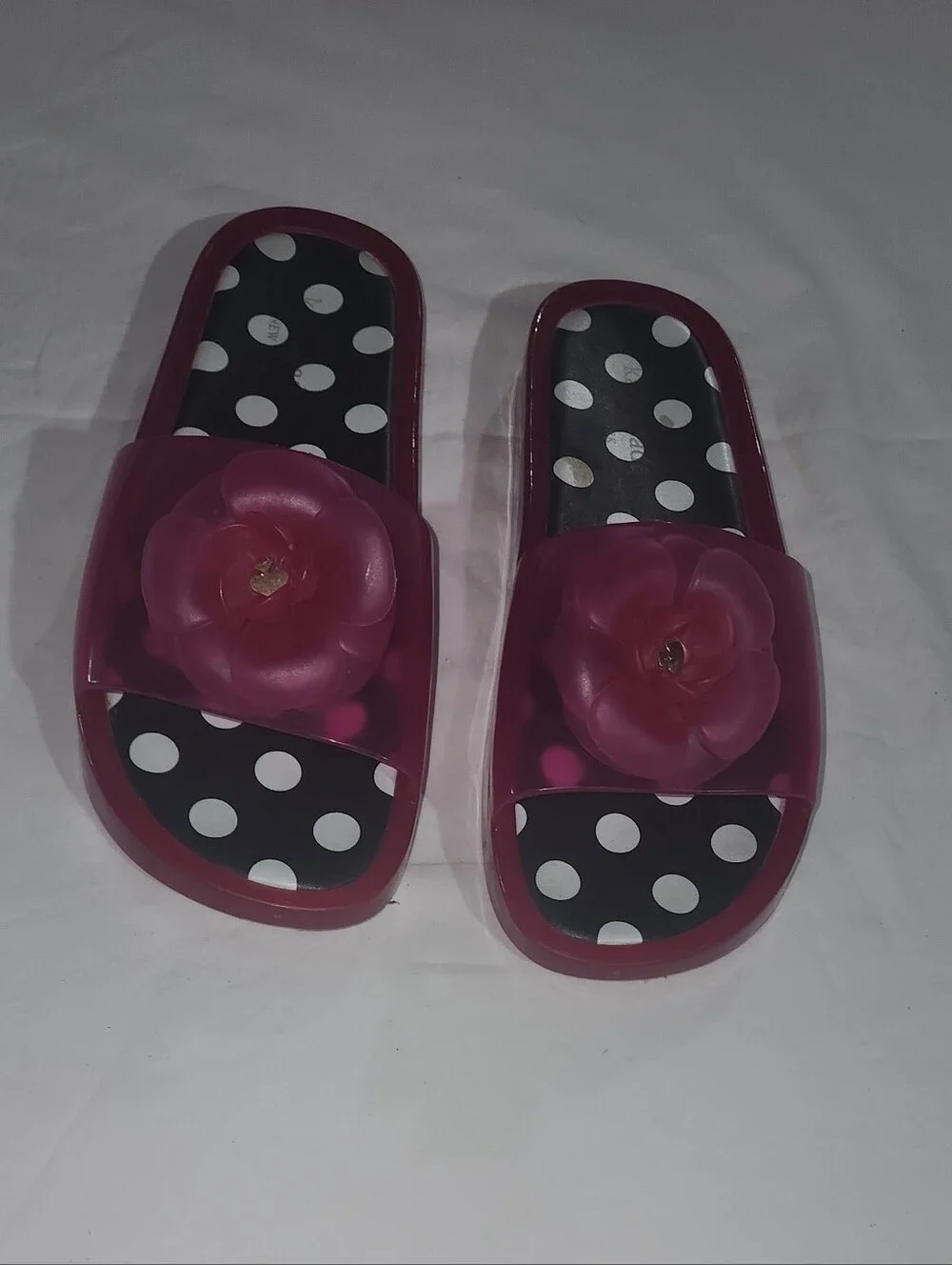 Kate Spade New York Splash Dark Pink Glitter Jelly Slide Sandals Size 9
